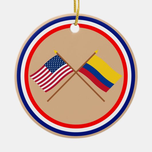 Amerikaanse en Colombiaanse gekruiste vlaggen Keramisch Ornament (Voorkant)