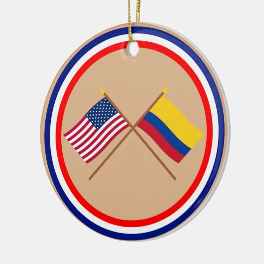 Amerikaanse en Colombiaanse gekruiste vlaggen Keramisch Ornament (Links)