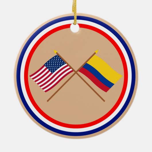 Amerikaanse en Colombiaanse gekruiste vlaggen Keramisch Ornament (Achterkant)