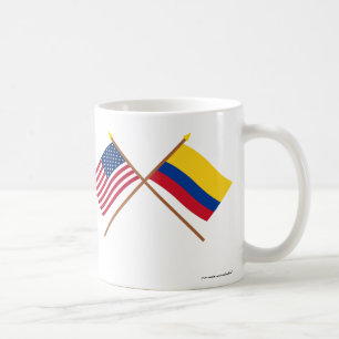 Amerikaanse en Colombiaanse gekruiste vlaggen Koffiemok