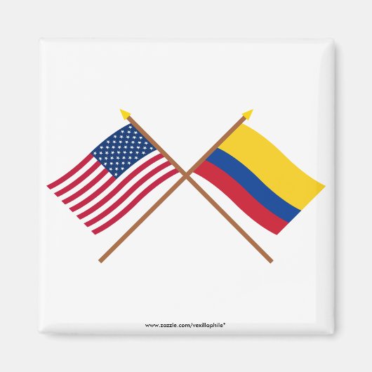 Amerikaanse en Colombiaanse gekruiste vlaggen Magneet (Voorkant)
