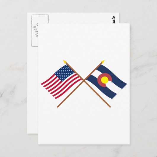 Amerikaanse en Colorado Crossed Flags Briefkaart (Voorkant / Achterkant)