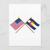 Amerikaanse en Colorado Crossed Flags Briefkaart (Voorkant)