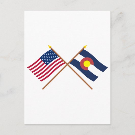 Amerikaanse en Colorado Crossed Flags Briefkaart (Voorkant)