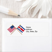 Amerikaanse en Costa Rica Crossed Flags Etiket (Insitu)