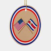 Amerikaanse en Costa Rica Crossed Flags Keramisch Ornament (Rechts)
