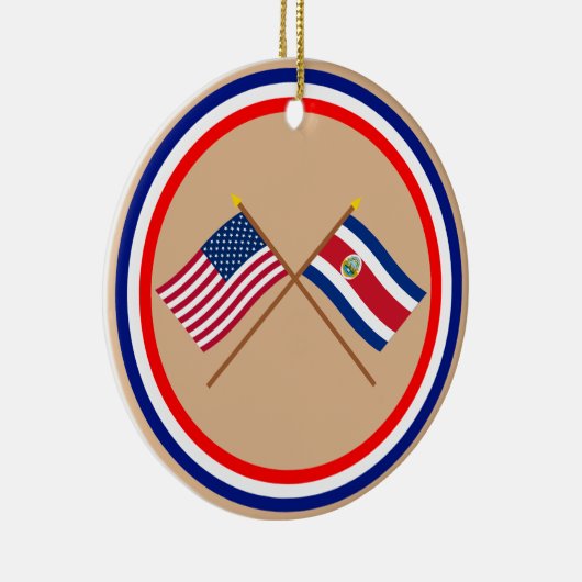 Amerikaanse en Costa Rica Crossed Flags Keramisch Ornament (Rechts)
