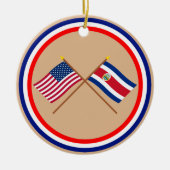 Amerikaanse en Costa Rica Crossed Flags Keramisch Ornament (Voorkant)