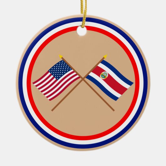 Amerikaanse en Costa Rica Crossed Flags Keramisch Ornament (Voorkant)