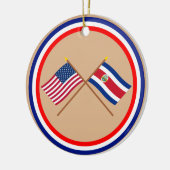 Amerikaanse en Costa Rica Crossed Flags Keramisch Ornament (Links)