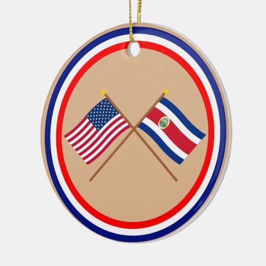 Amerikaanse en Costa Rica Crossed Flags Keramisch Ornament (Links)