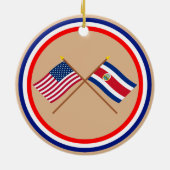 Amerikaanse en Costa Rica Crossed Flags Keramisch Ornament (Achterkant)
