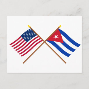 Amerikaanse en Cubaanse gekruiste vlaggen Briefkaart