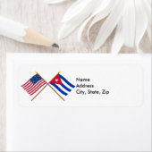 Amerikaanse en Cubaanse gekruiste vlaggen Etiket (Insitu)