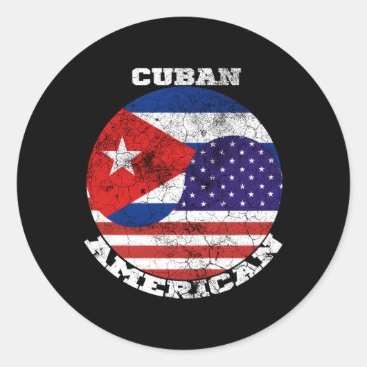 Amerikaanse en Cubaanse vlag halve Cubaanse helft  Ronde Sticker (Voorkant)