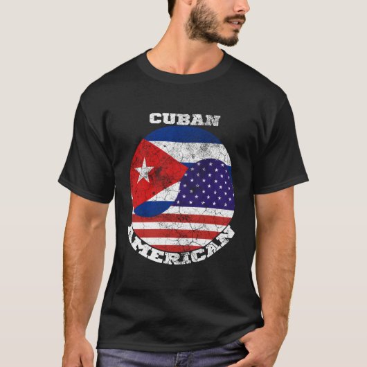 Amerikaanse en Cubaanse vlag halve Cubaanse helft  T-shirt (Voorkant)