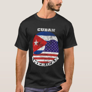 Amerikaanse en Cubaanse vlag halve Cubaanse helft T-shirt