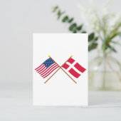 Amerikaanse en Deense gestevigde vlaggen Briefkaart (Staand voorkant)