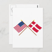 Amerikaanse en Deense gestevigde vlaggen Briefkaart (Voorkant / Achterkant)