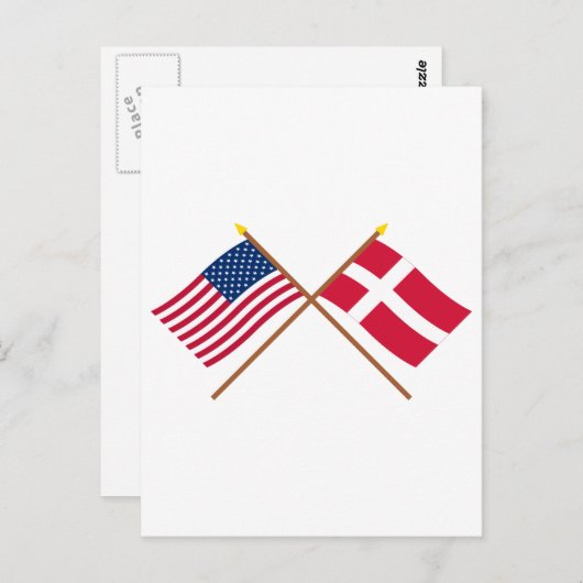 Amerikaanse en Deense gestevigde vlaggen Briefkaart (Voorkant / Achterkant)