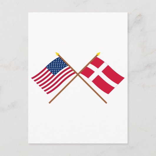 Amerikaanse en Deense gestevigde vlaggen Briefkaart (Voorkant)
