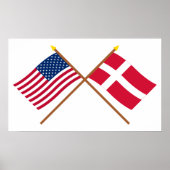 Amerikaanse en Deense gestevigde vlaggen Poster (Voorkant)