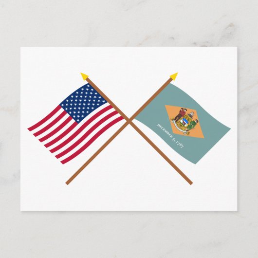 Amerikaanse en Delaware Crossed Flags Briefkaart (Voorkant)