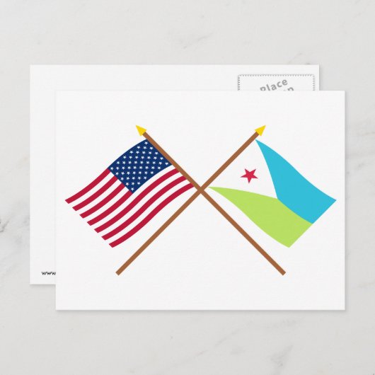 Amerikaanse en Djibouti Crossed Flags Briefkaart (Voorkant / Achterkant)