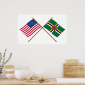 Amerikaanse en Dominica Crossed Flags Poster (Keuken)
