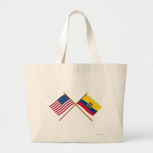Amerikaanse en Ecuador Kroatische vlaggen Grote Tote Bag