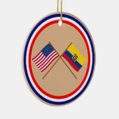 Amerikaanse en Ecuador Kroatische vlaggen Keramisch Ornament (Rechts)