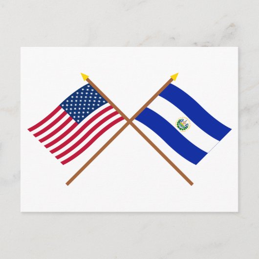 Amerikaanse en El Salvador-krossed-vlaggen Briefkaart (Voorkant)