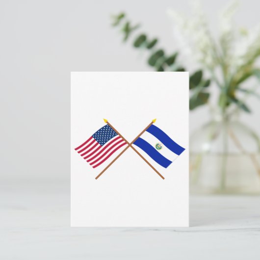 Amerikaanse en El Salvador-krossed-vlaggen Briefkaart (Staand voorkant)