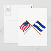 Amerikaanse en El Salvador-krossed-vlaggen Briefkaart (Voorkant / Achterkant)