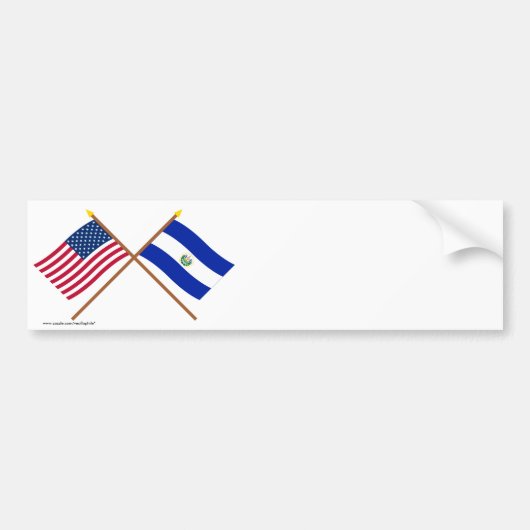 Amerikaanse en El Salvador-krossed-vlaggen Bumpersticker (Voorkant)