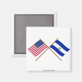 Amerikaanse en El Salvador-krossed-vlaggen Magneet (Voorkant / Achterkant)