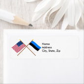 Amerikaanse en Estse gekruiste vlaggen Etiket (Insitu)