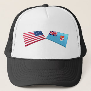 Amerikaanse en Fiji-vlaggen Trucker Pet