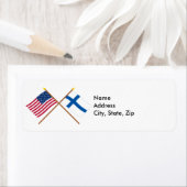 Amerikaanse en Finse gespleten vlaggen Etiket (Insitu)