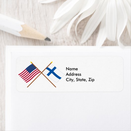 Amerikaanse en Finse gespleten vlaggen Etiket (Insitu)