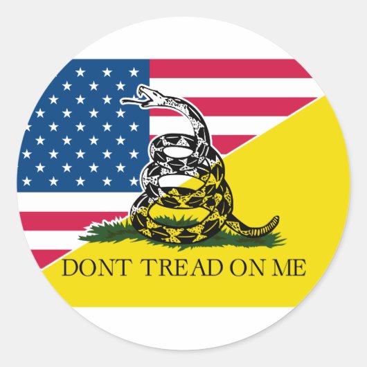 Amerikaanse en Gadsden vlag Ronde Sticker (Voorkant)