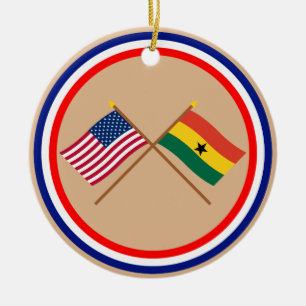 Amerikaanse en Ghana Crossed Flags Keramisch Ornament