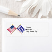 Amerikaanse en Griekse gekruiste vlaggen Etiket (Insitu)