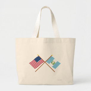 Amerikaanse en Guatemala gekruiste vlaggen Grote Tote Bag