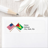 Amerikaanse en Guyana Crossed Flags Etiket (Insitu)