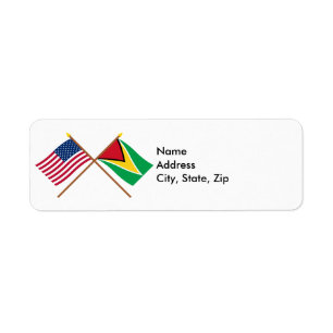 Amerikaanse en Guyana Crossed Flags Etiket