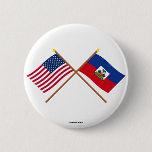 Amerikaanse en Haïtiaanse gesteentekste vlaggen Ronde Button 5,7 Cm