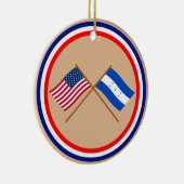 Amerikaanse en Honduras Crossed Flags Keramisch Ornament (Rechts)
