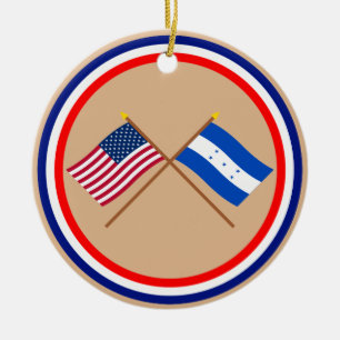 Amerikaanse en Honduras Crossed Flags Keramisch Ornament