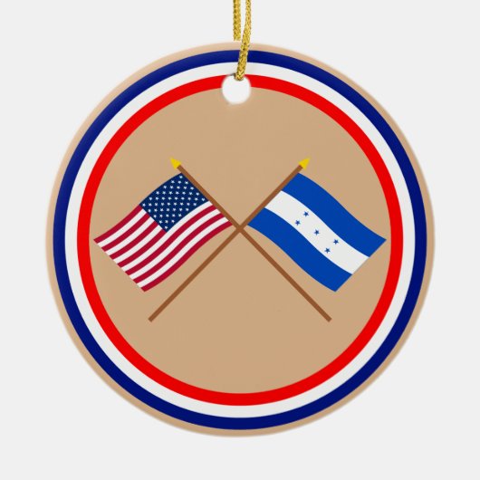 Amerikaanse en Honduras Crossed Flags Keramisch Ornament (Voorkant)